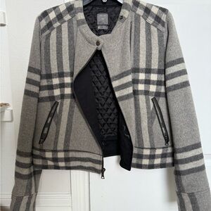 GAP Gray Checkered Bomber Jacket